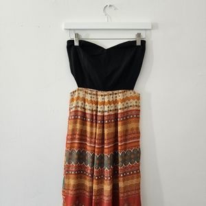 Jealous Tomato | Strapless Maxi Dress with High Slit & Side Cutouts